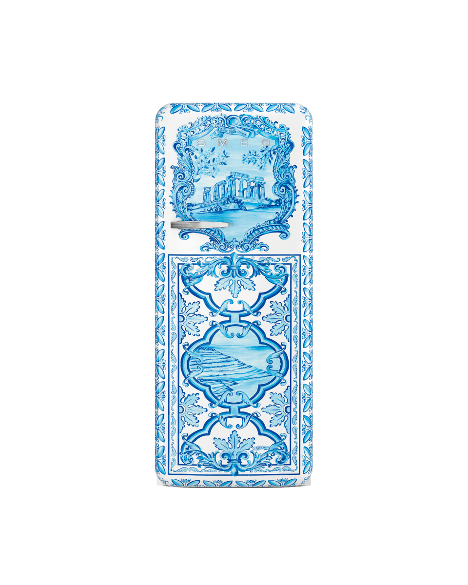 DOLCE&GABBANA 王室御用達レース装飾 水色シルクサテンジャケット DOLCE&GABBANA Refrigerator 「Maiolica」(冷蔵庫) Majolica(マヨリカ